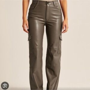Abercrombie High Rise Wide leg cargo pants vegan leather